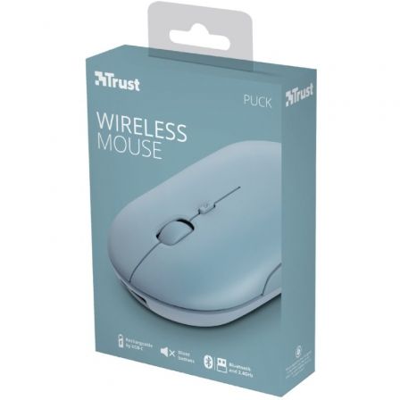 Trust Puck Ratón inalámbrico Bluetooth recargable azul